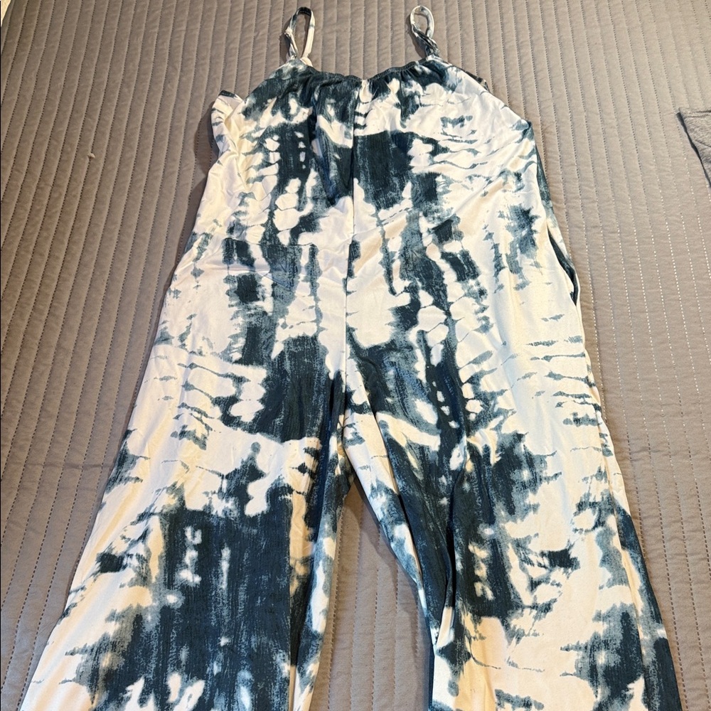 Tie-Dye Jumpsuit in Blue and White